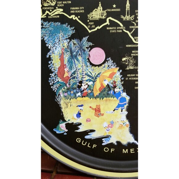 Vintage Walt Disney World Map Of Florida Souvenir Serving Tray 11" - Picture 2 of 6